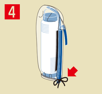 4.提灯カバー下部の紐を結んで固定する